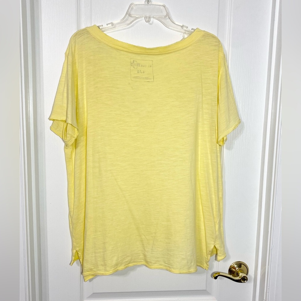 We The Free Deep V Neck Oversized Pocket Tee Light Yellow Large - Picture 2 of 11
